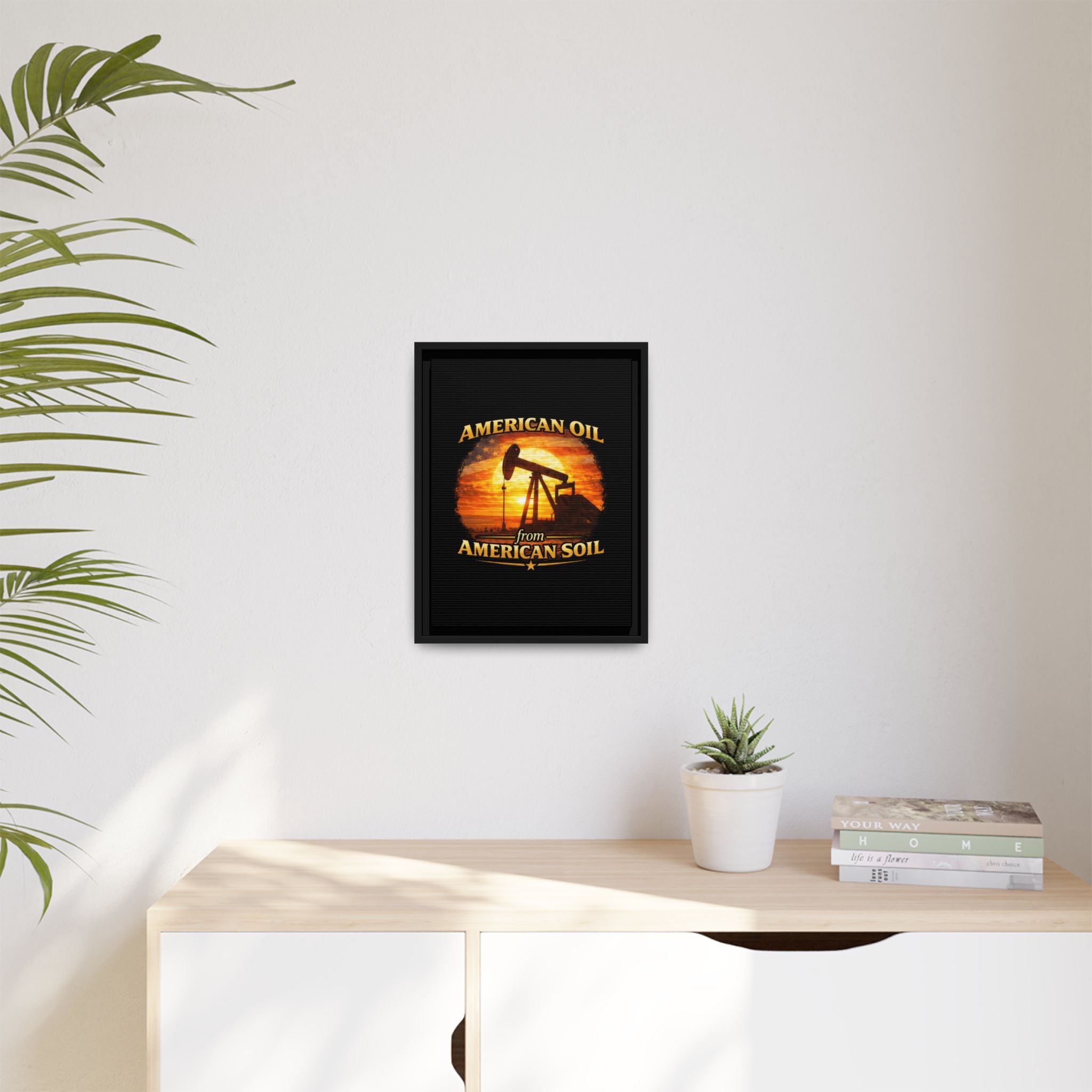 American Oil from American Soil - Framed Matte Canvas Wall Art