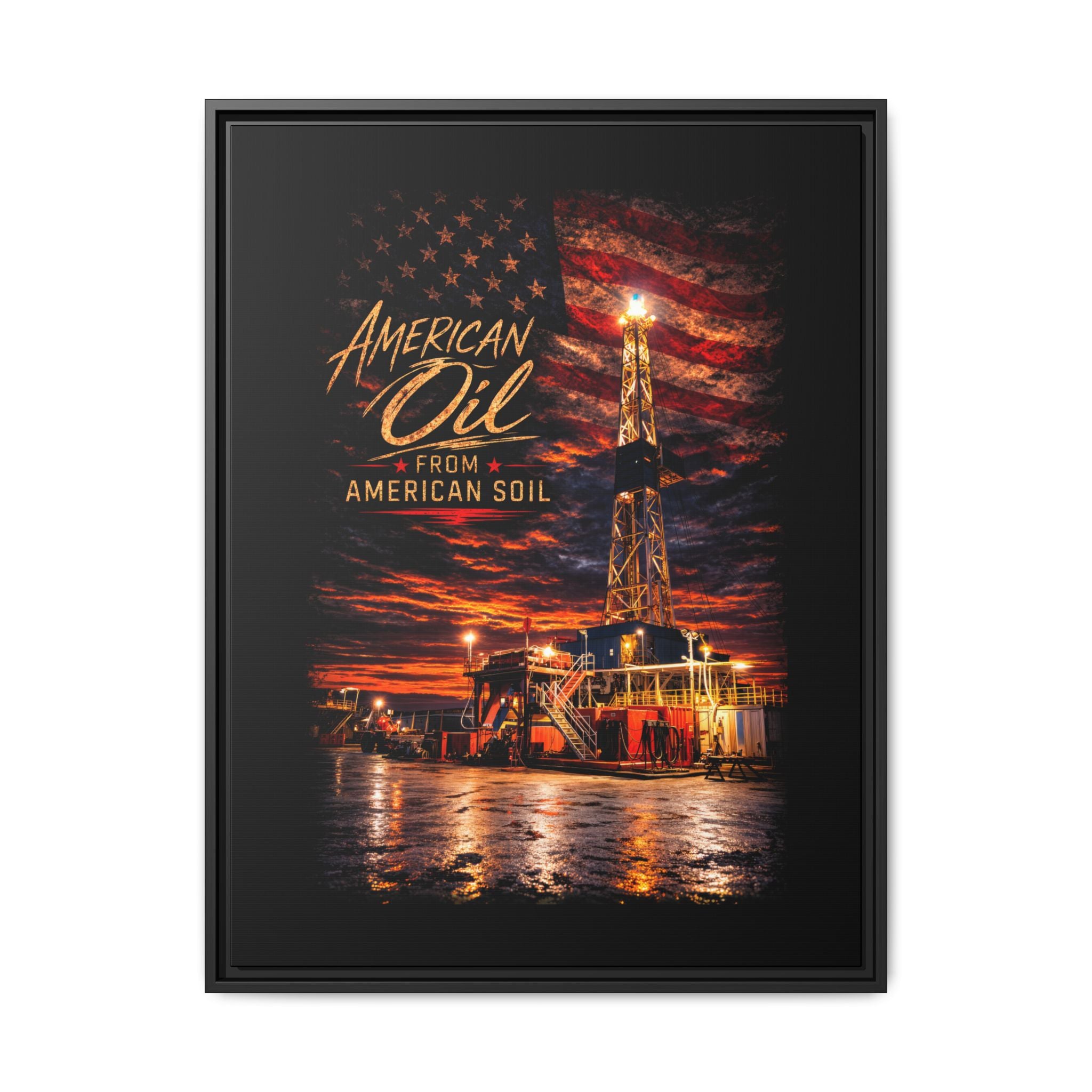 Ice Rig - Framed Matte Canvas Wall Art