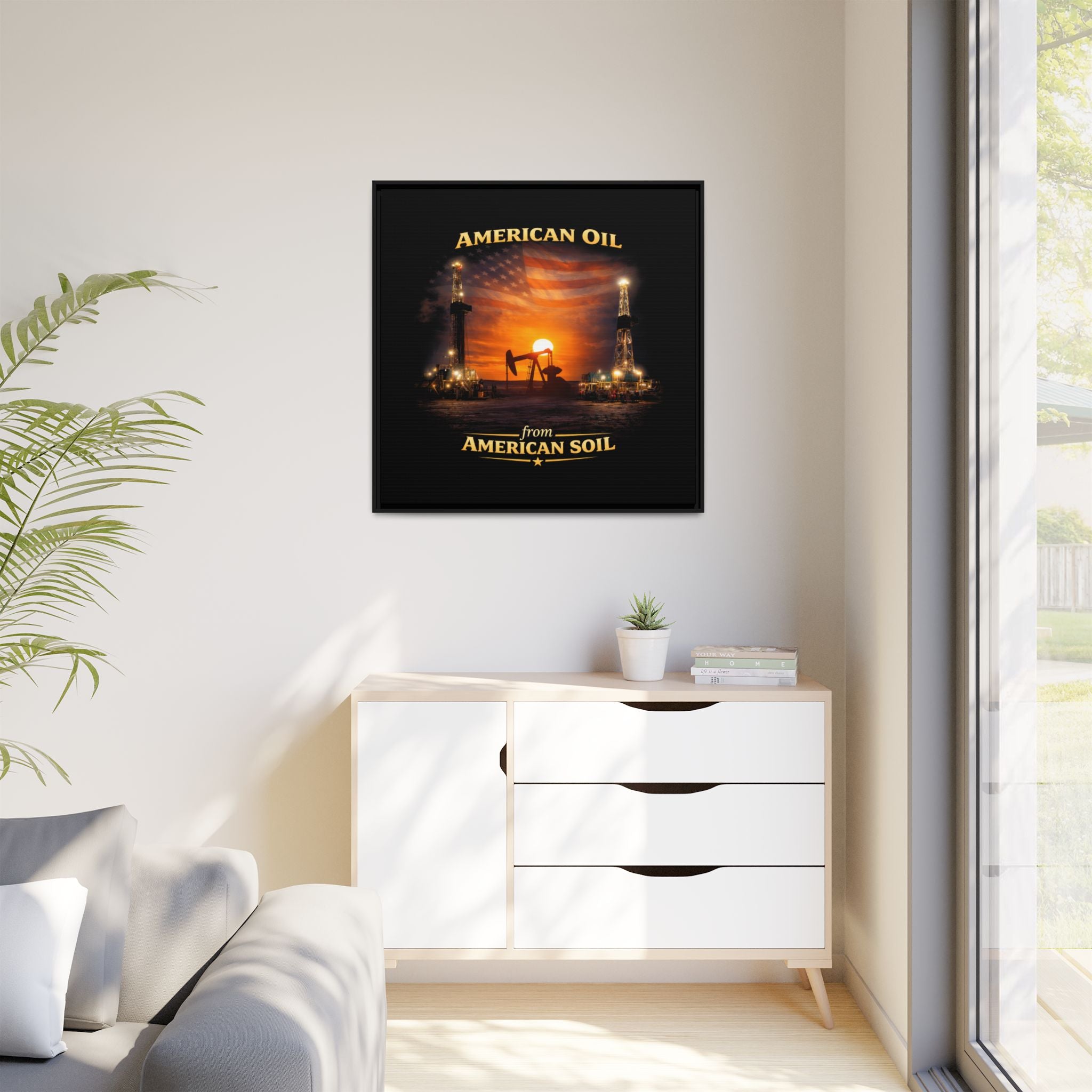 Oil Field - Framed Matte Canvas Wall Art