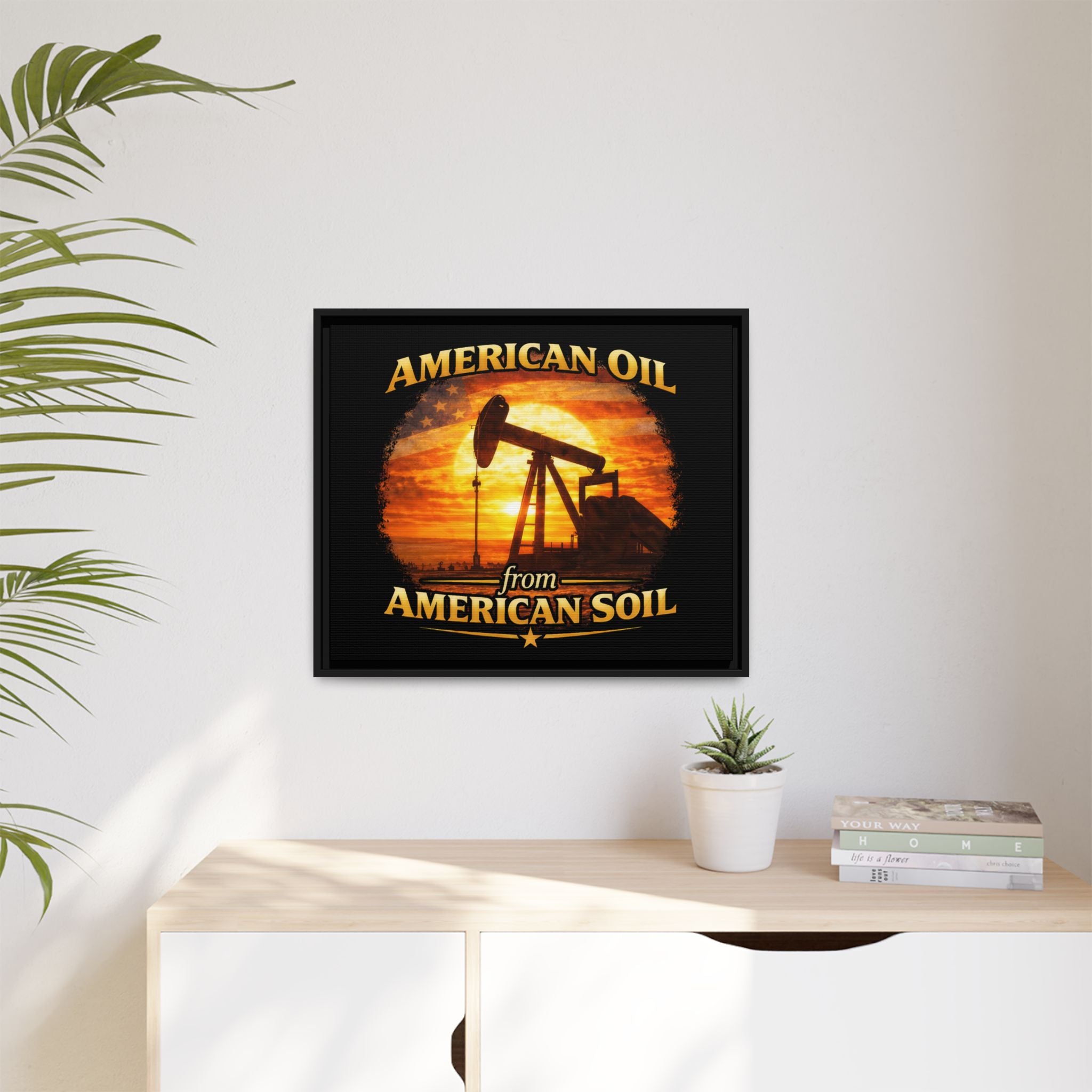 American Oil from American Soil - Framed Matte Canvas Wall Art