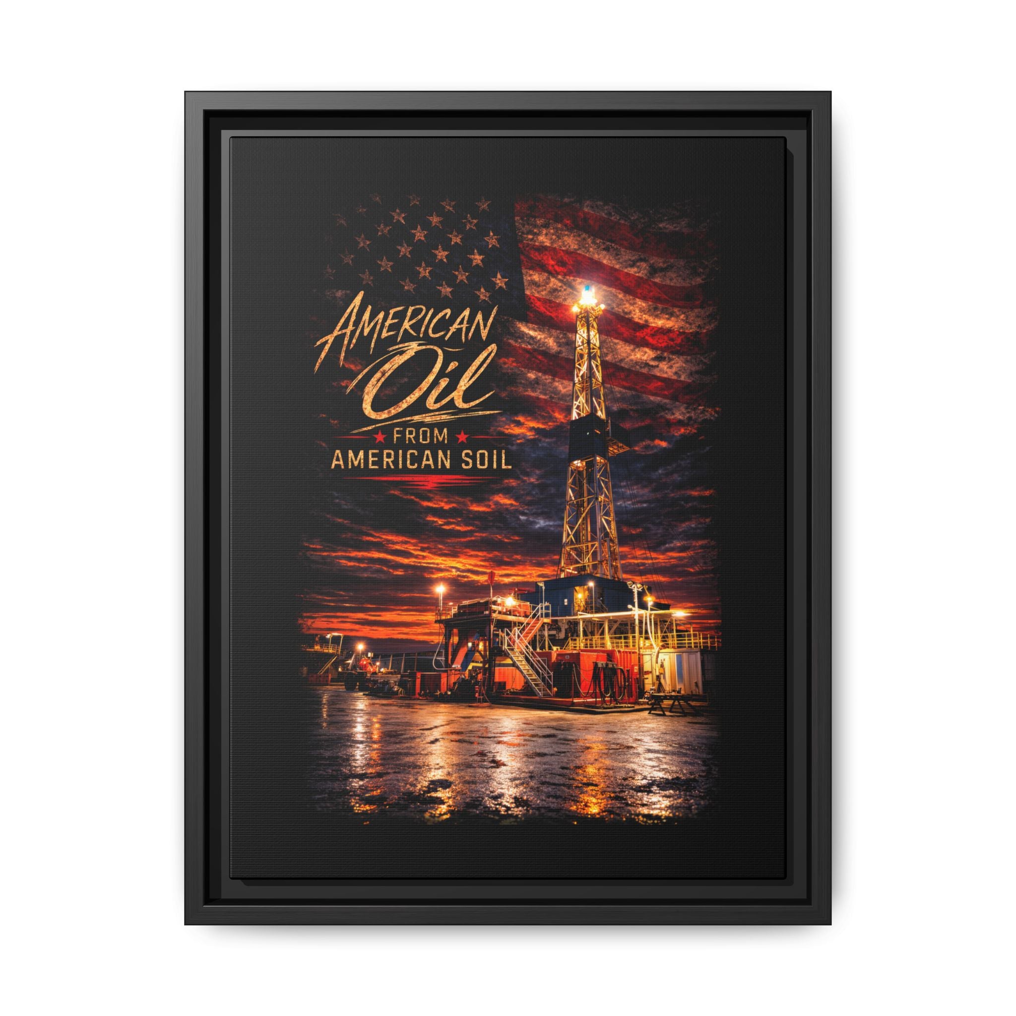 Ice Rig - Framed Matte Canvas Wall Art