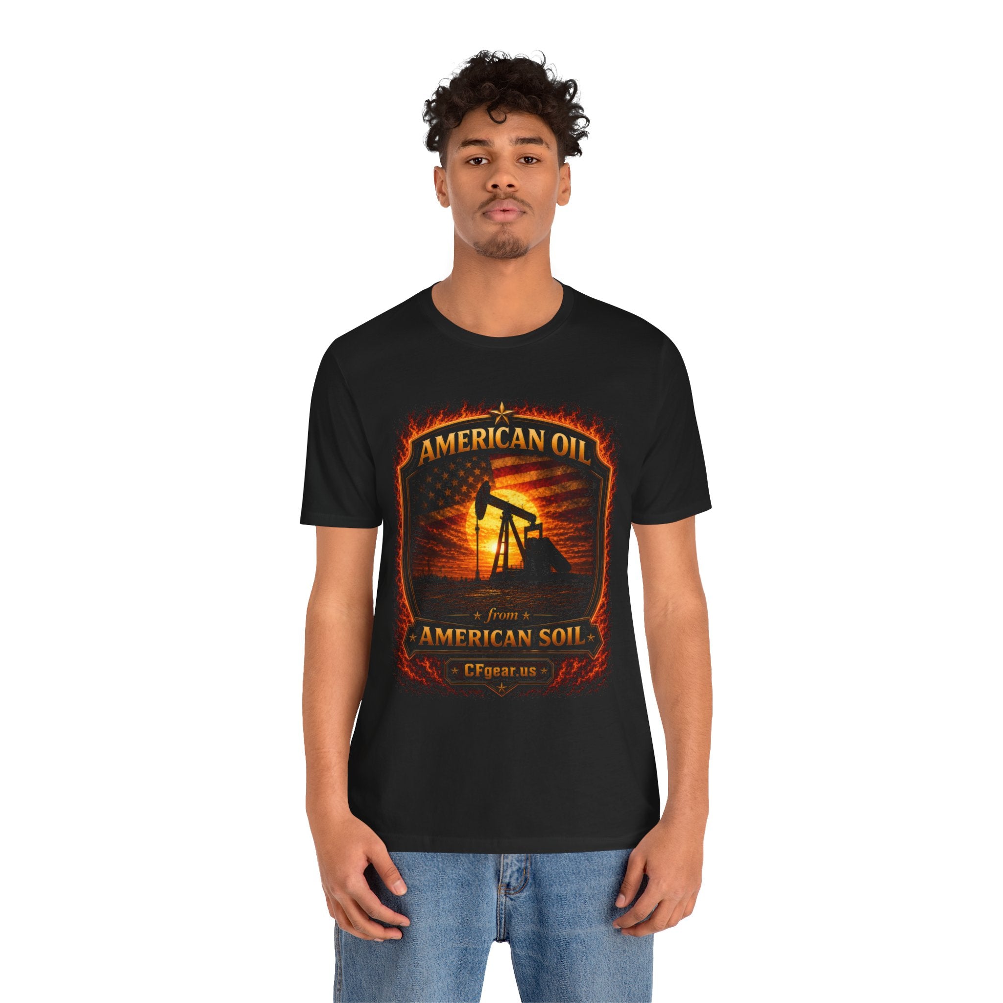 Cfgear Crew Badge T‑Shirt — "American Oil From American Soil" Graphic Tee