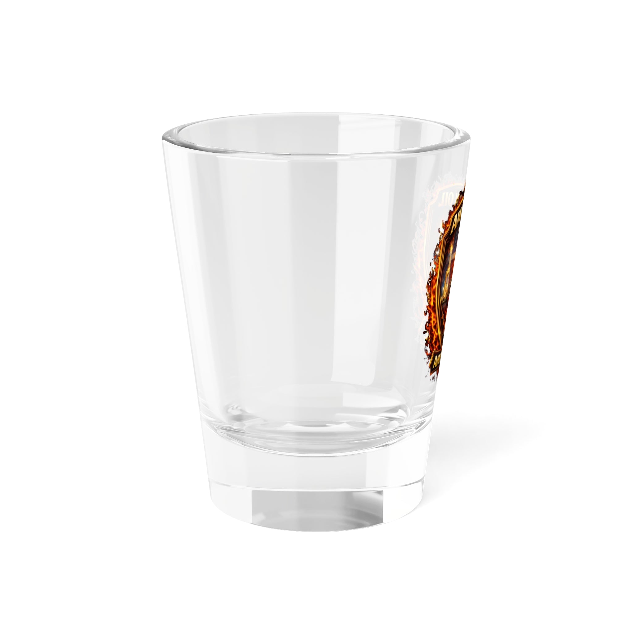 American Oil Shield Shot Glass — 'American Oil, American Soil' 1.5oz Collector Shooter