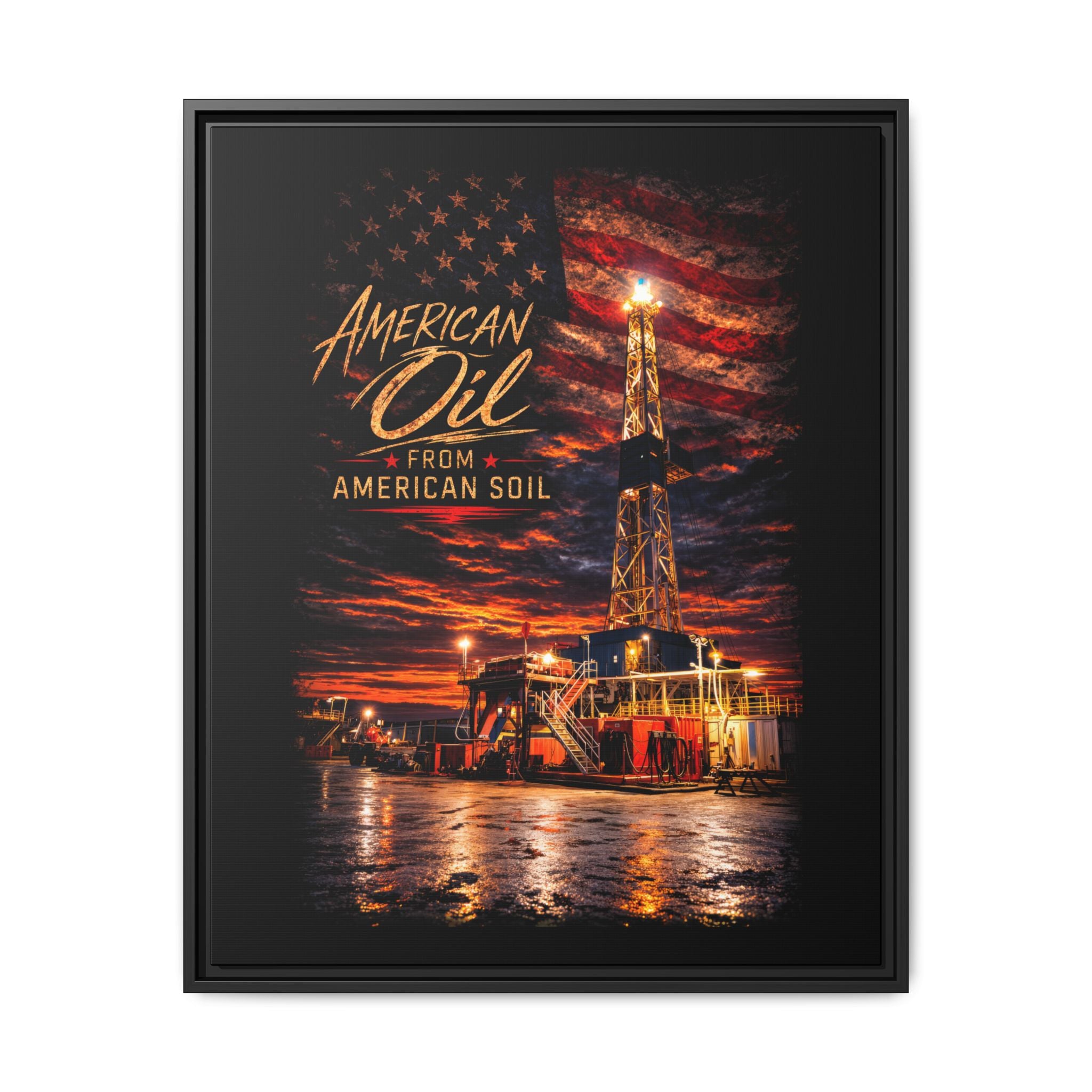 Ice Rig - Framed Matte Canvas Wall Art