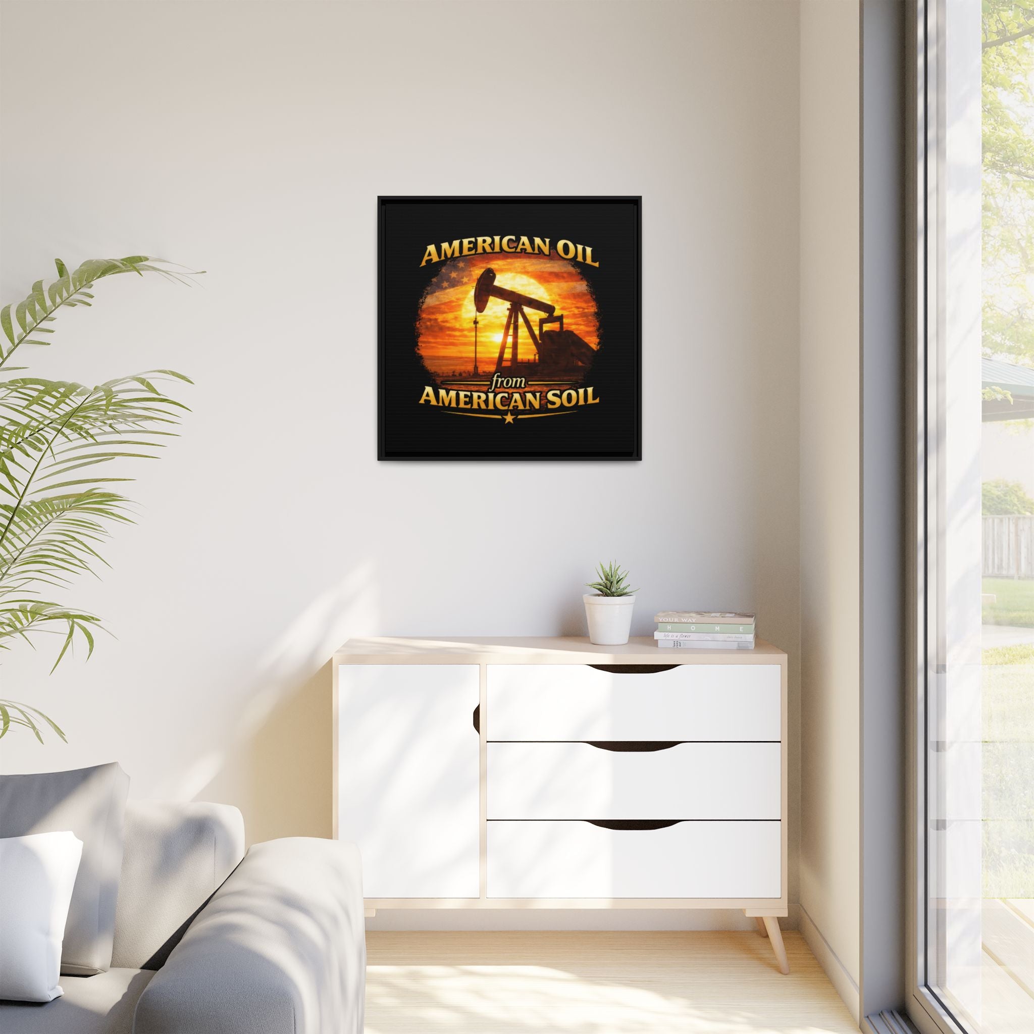 American Oil from American Soil - Framed Matte Canvas Wall Art