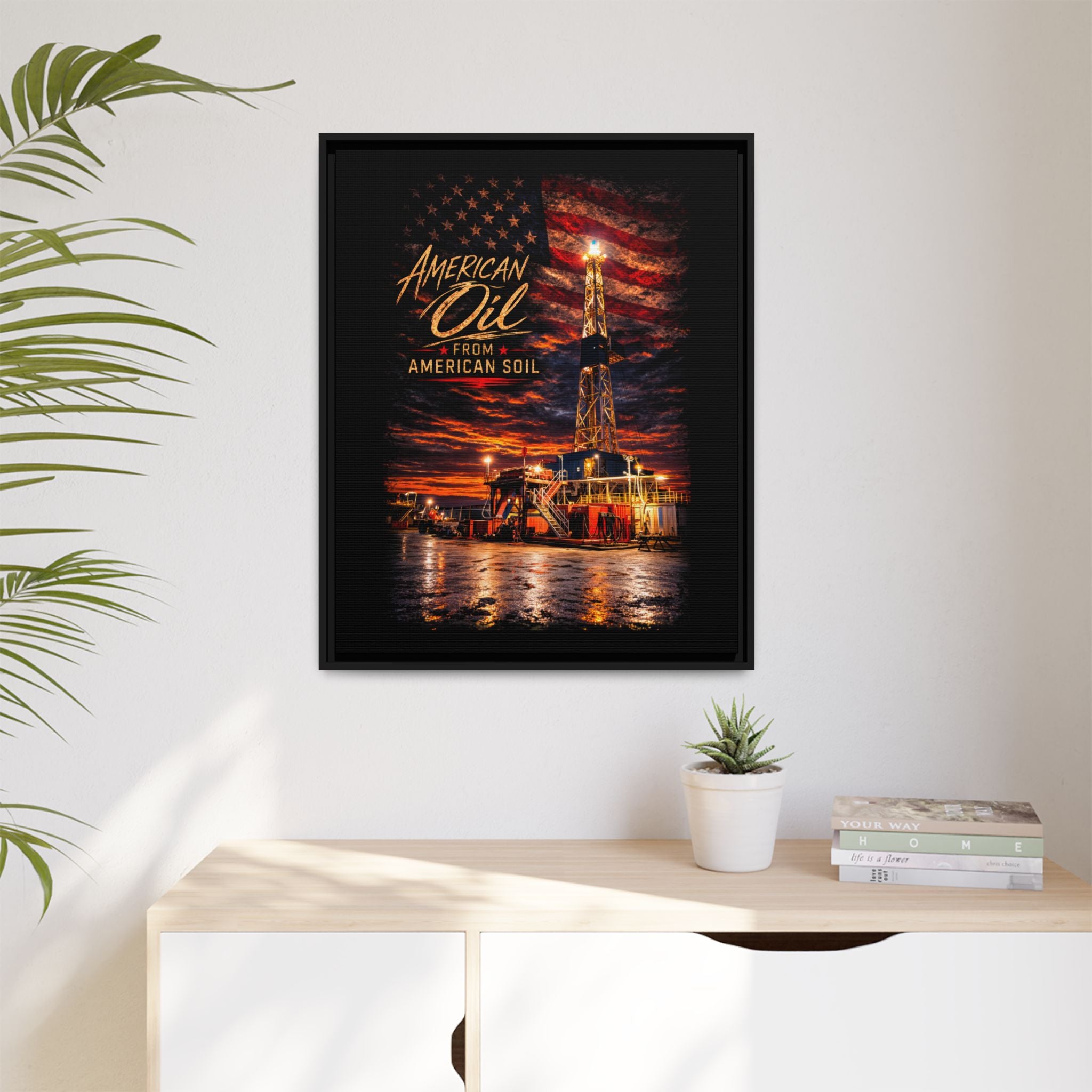 Ice Rig - Framed Matte Canvas Wall Art