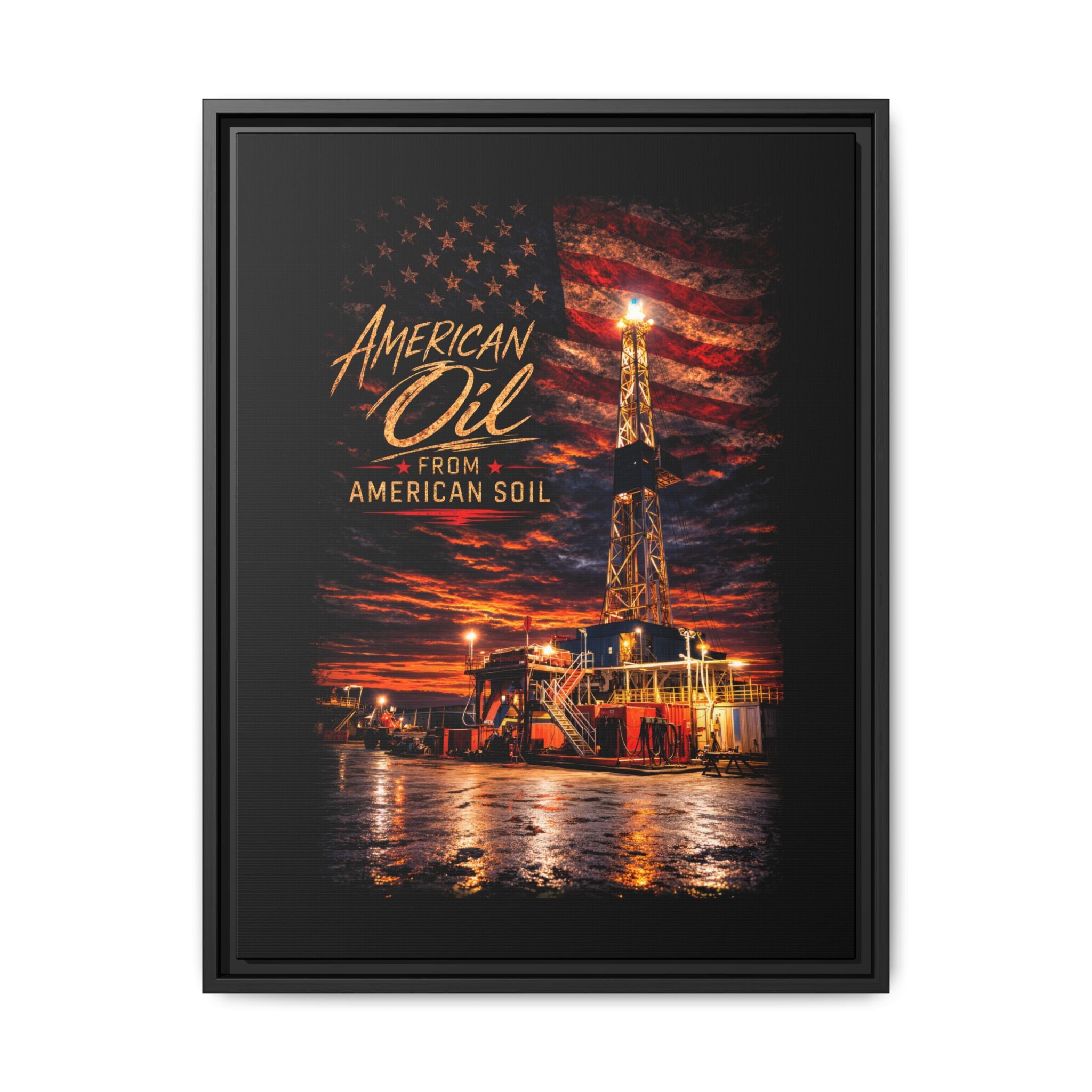 Ice Rig - Framed Matte Canvas Wall Art