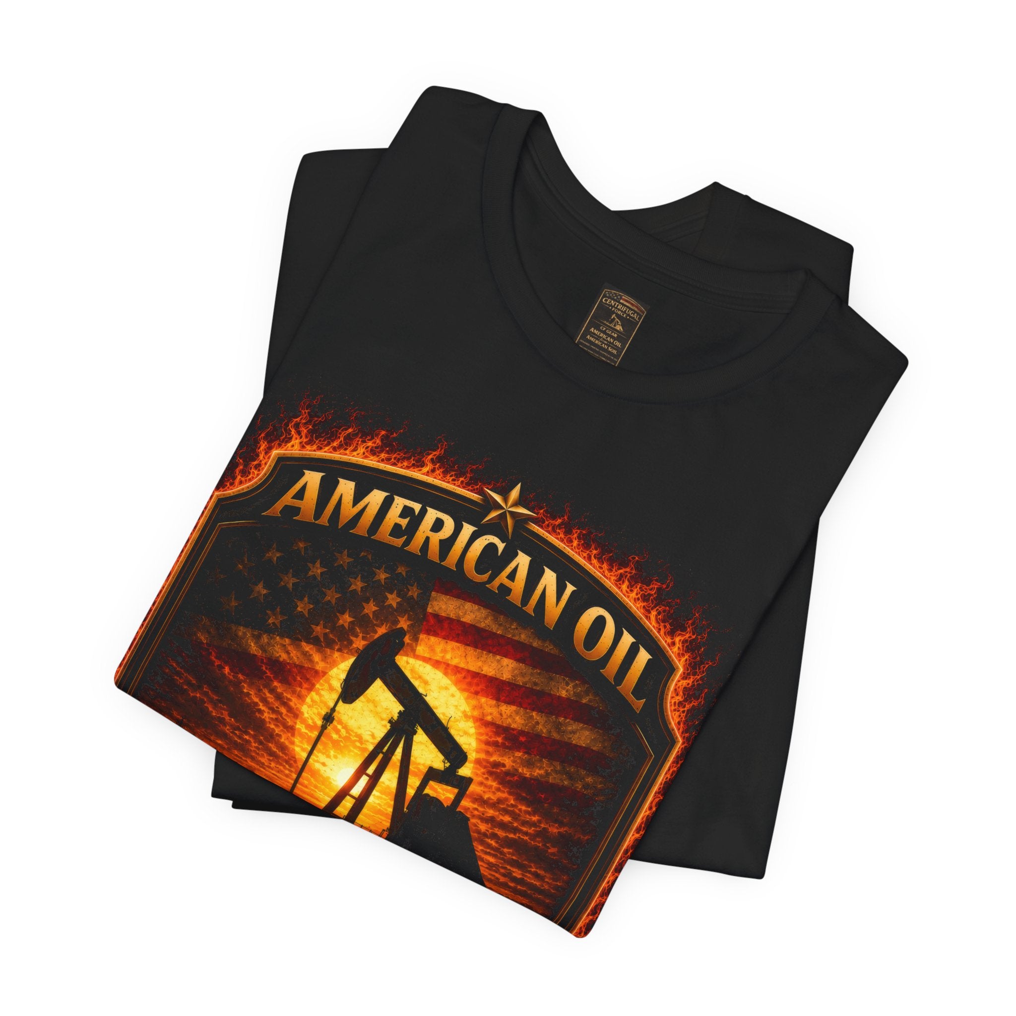 Cfgear Crew Badge T‑Shirt — "American Oil From American Soil" Graphic Tee