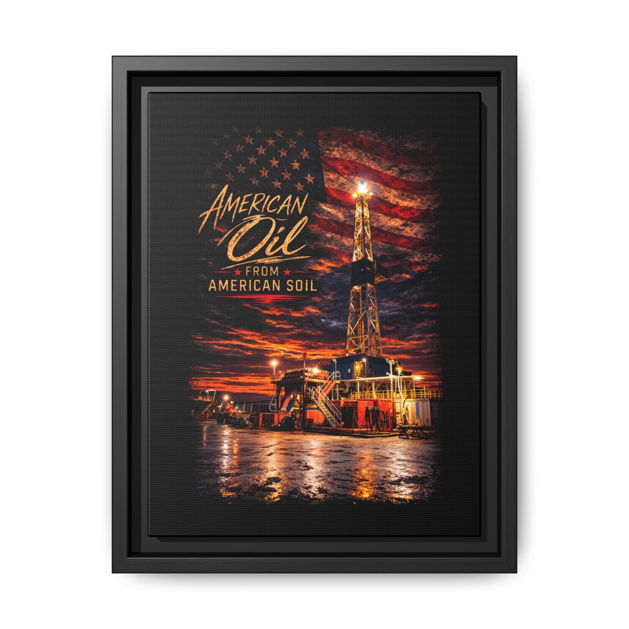 Ice Rig - Framed Matte Canvas Wall Art