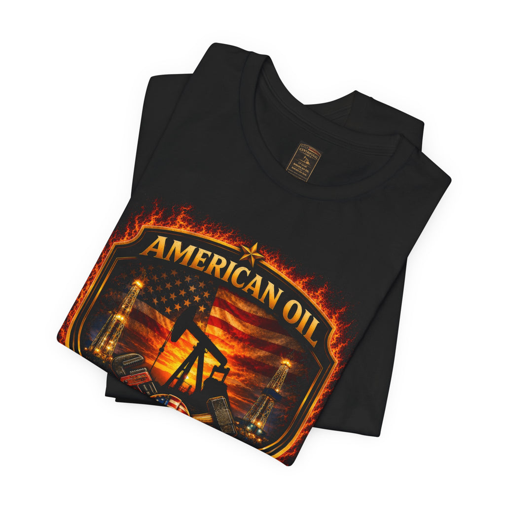 Cfgear Crew Roughneck T‑Shirt — "American Oil From American Soil" Full Front Graphic Tee
