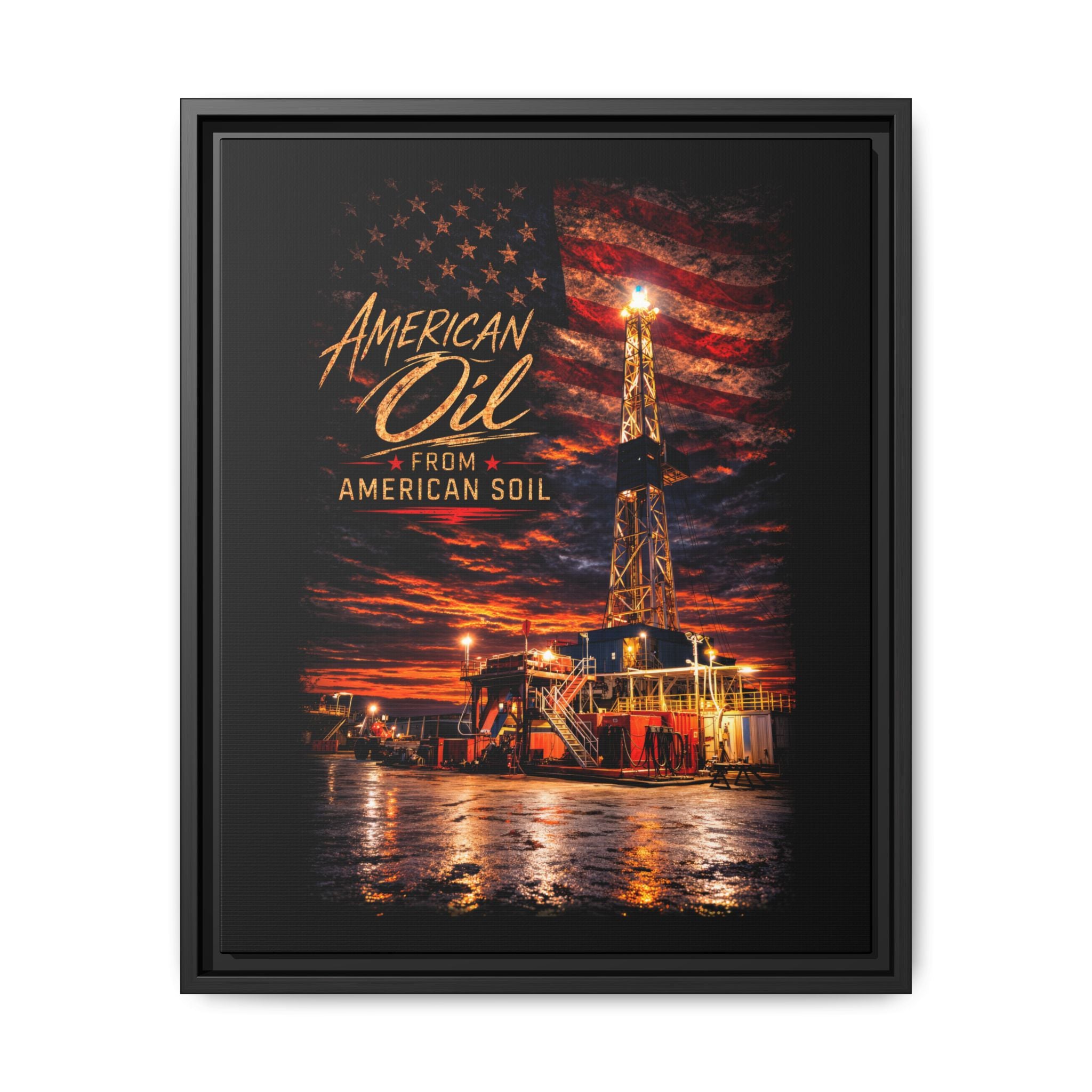 Ice Rig - Framed Matte Canvas Wall Art