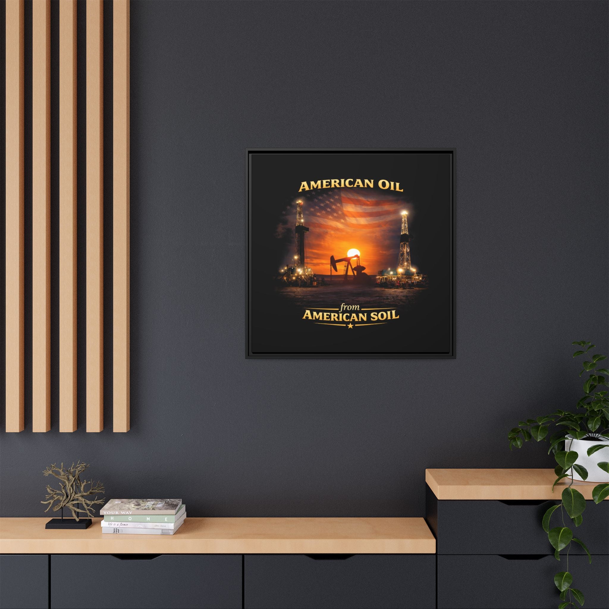 Oil Field - Framed Matte Canvas Wall Art