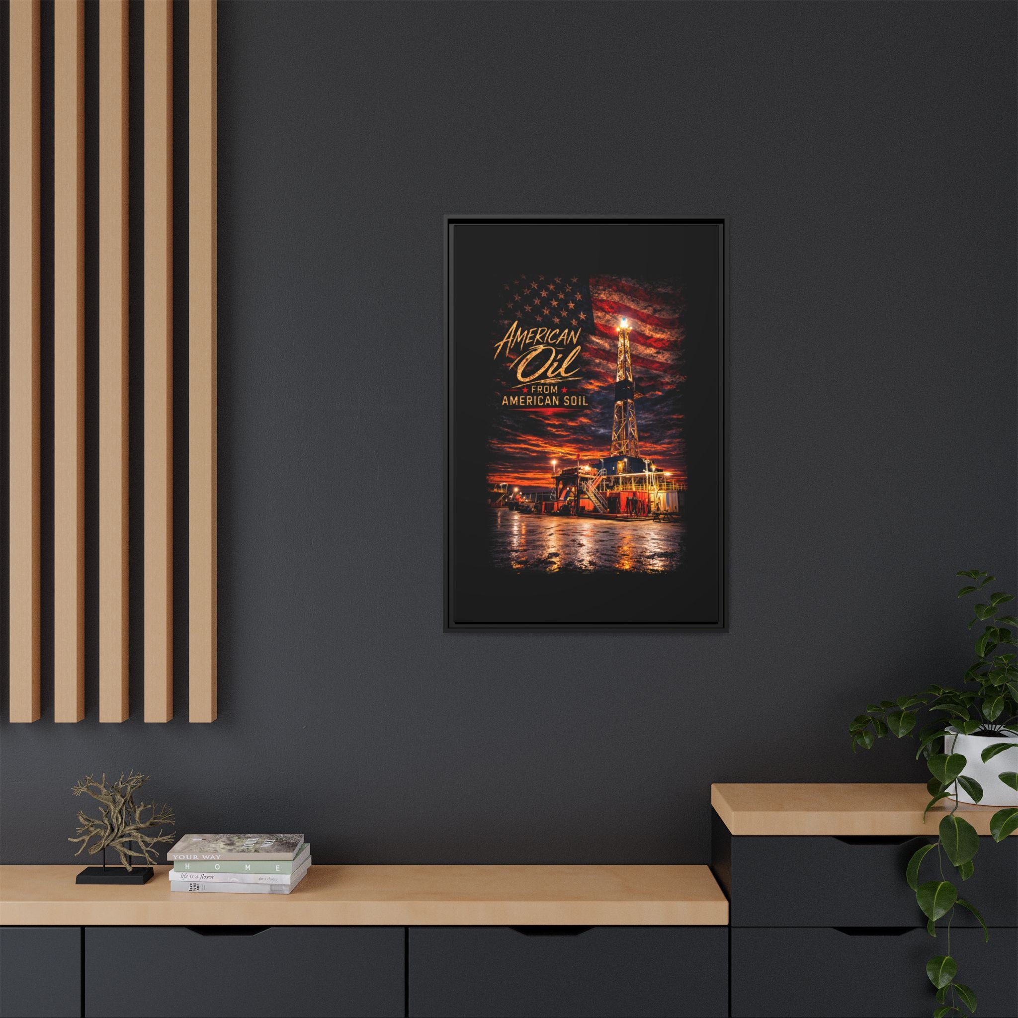 Ice Rig - Framed Matte Canvas Wall Art