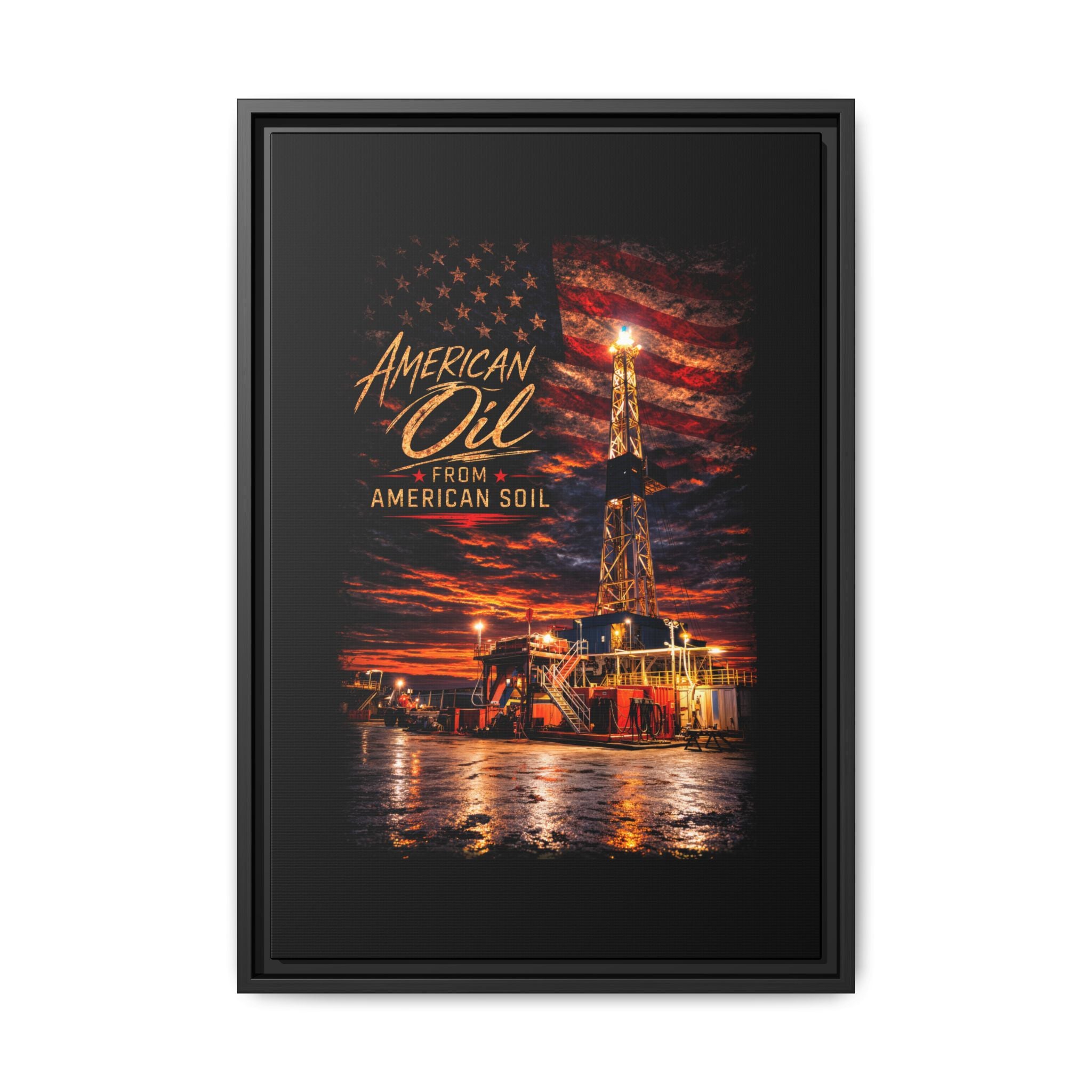 Ice Rig - Framed Matte Canvas Wall Art