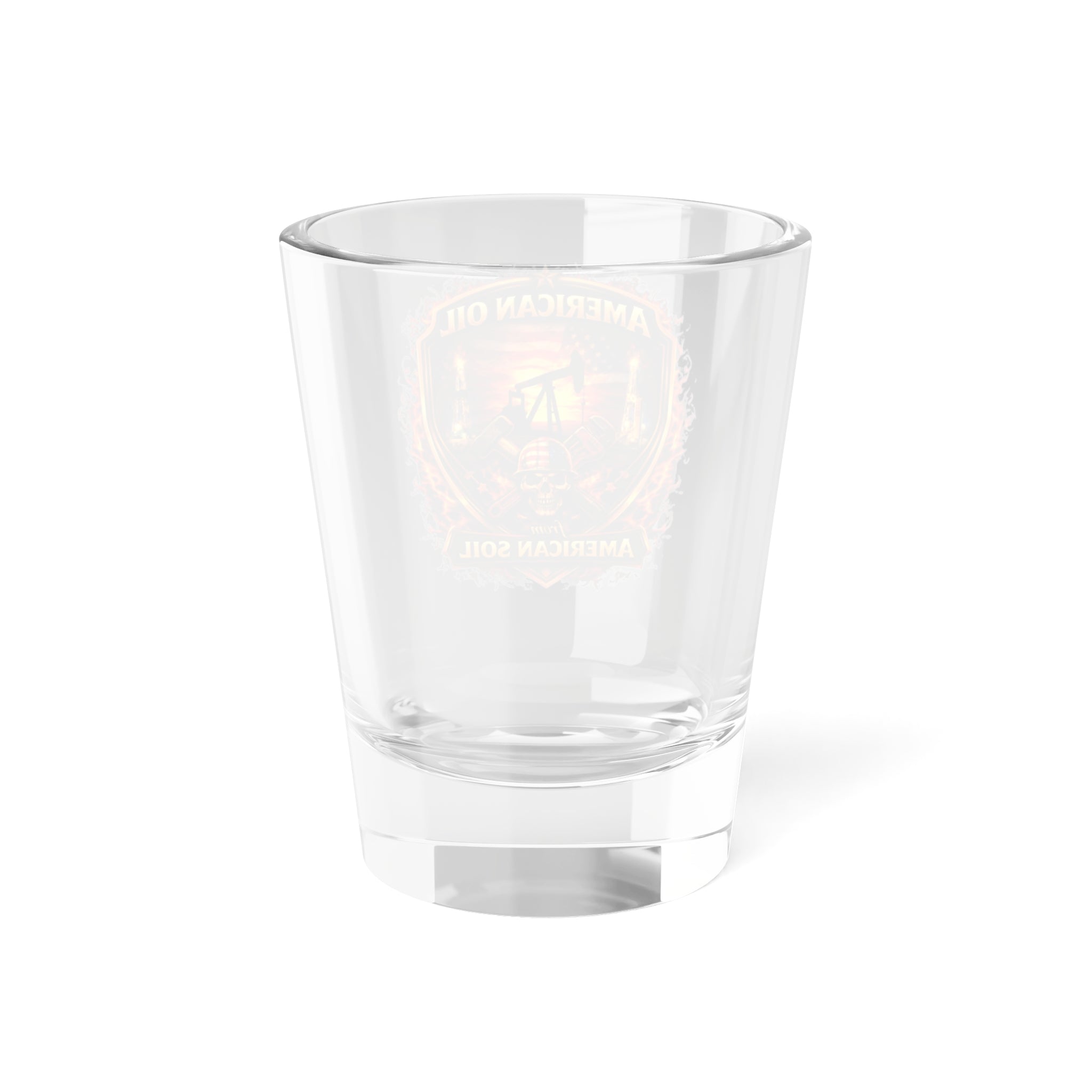 American Oil Shield Shot Glass — 'American Oil, American Soil' 1.5oz Collector Shooter