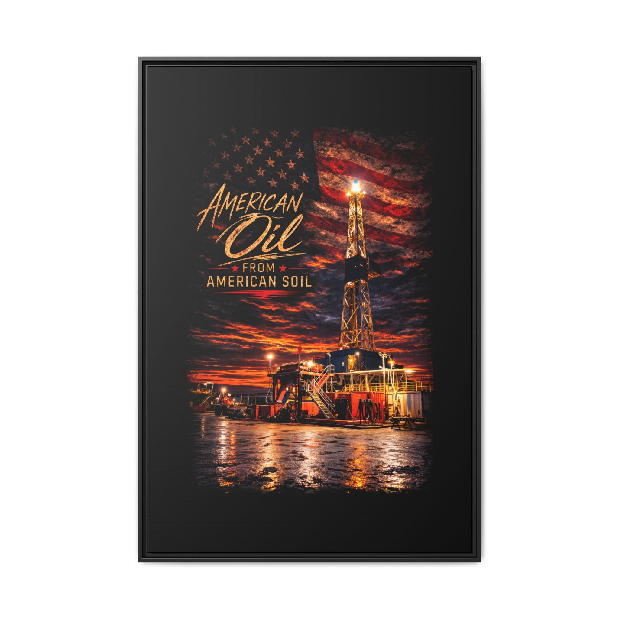 Ice Rig - Framed Matte Canvas Wall Art