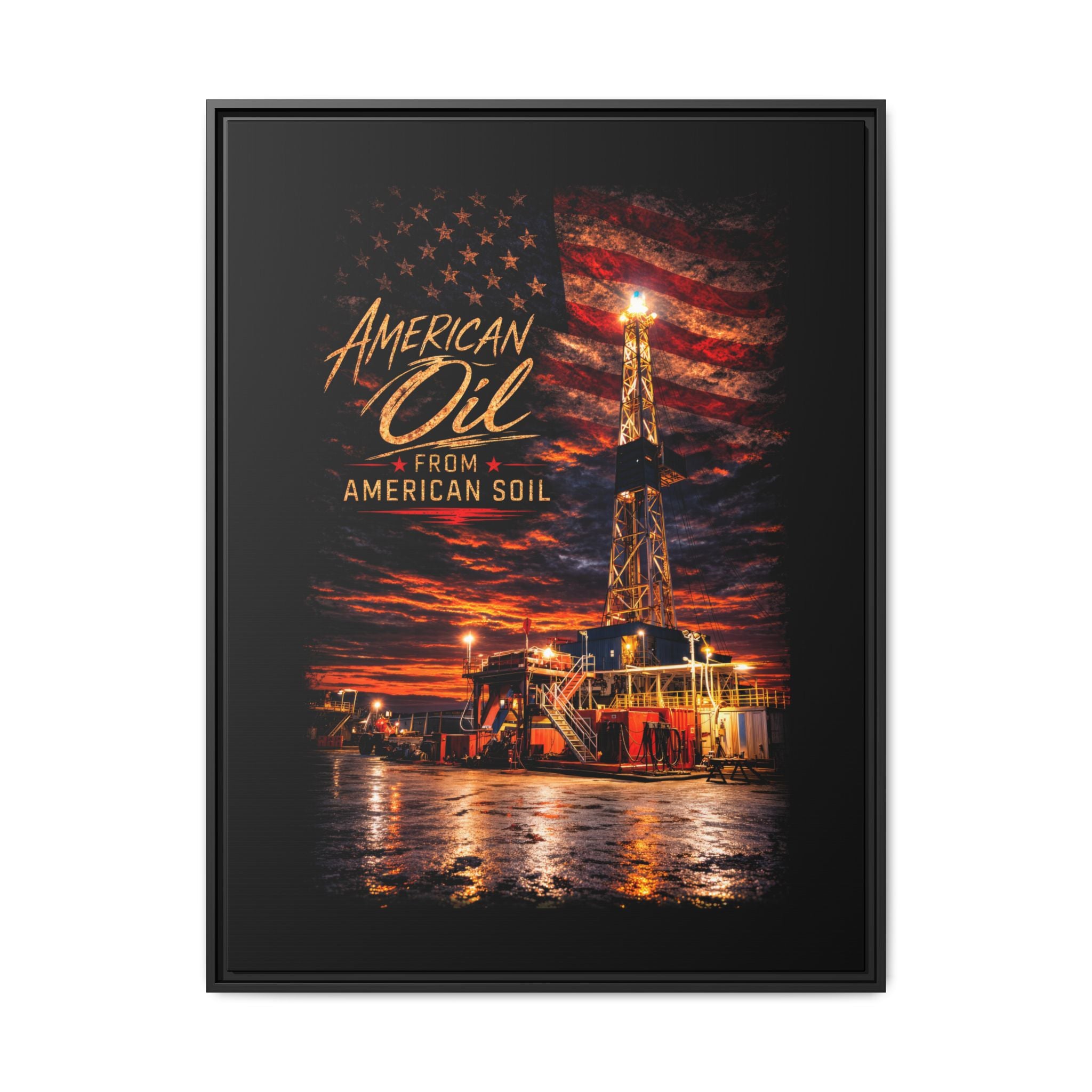 Ice Rig - Framed Matte Canvas Wall Art