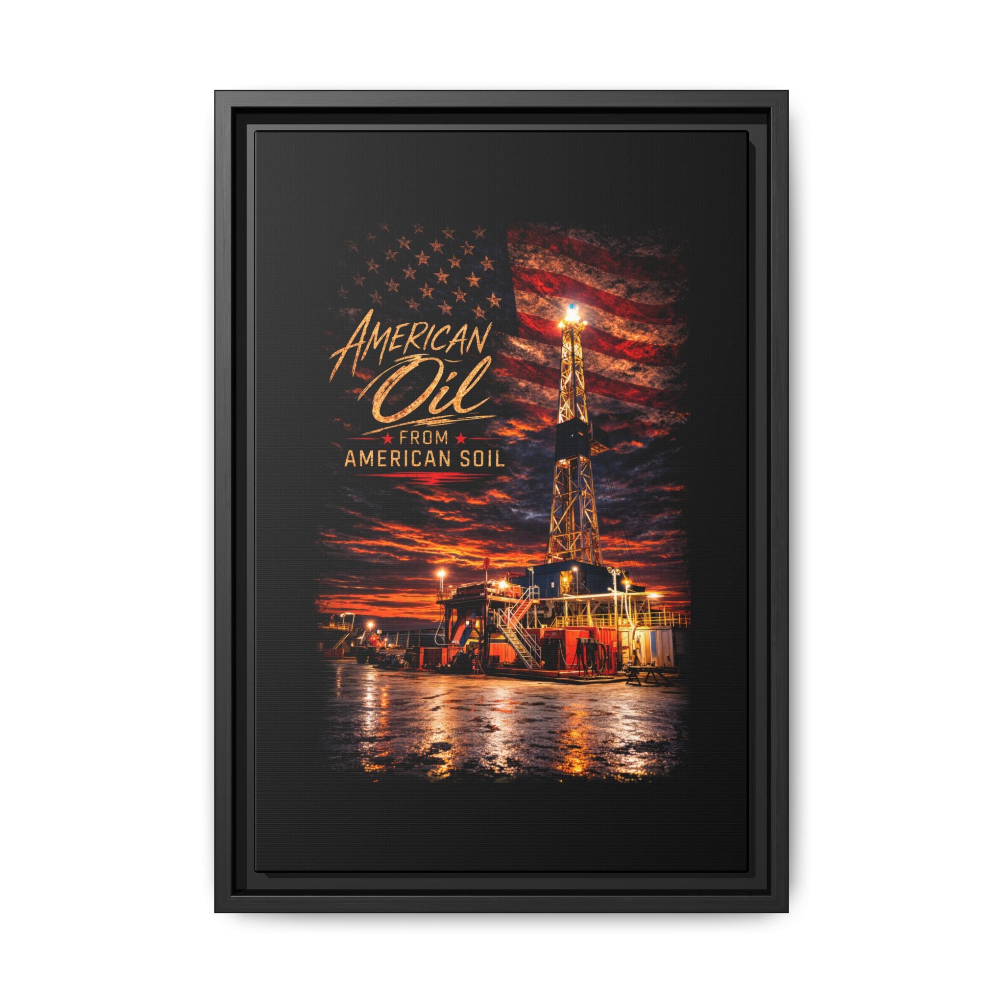 Ice Rig - Framed Matte Canvas Wall Art