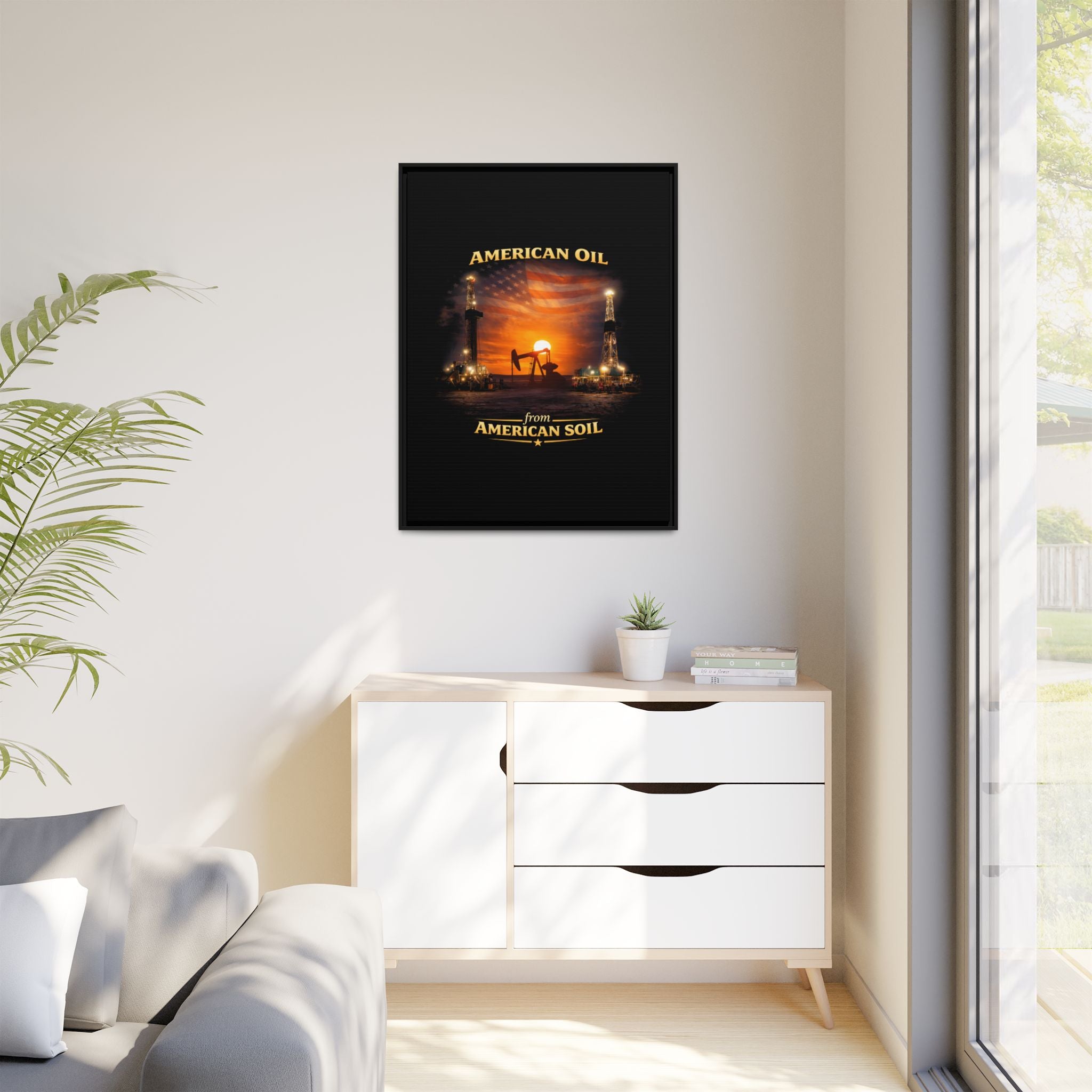 Oil Field - Framed Matte Canvas Wall Art