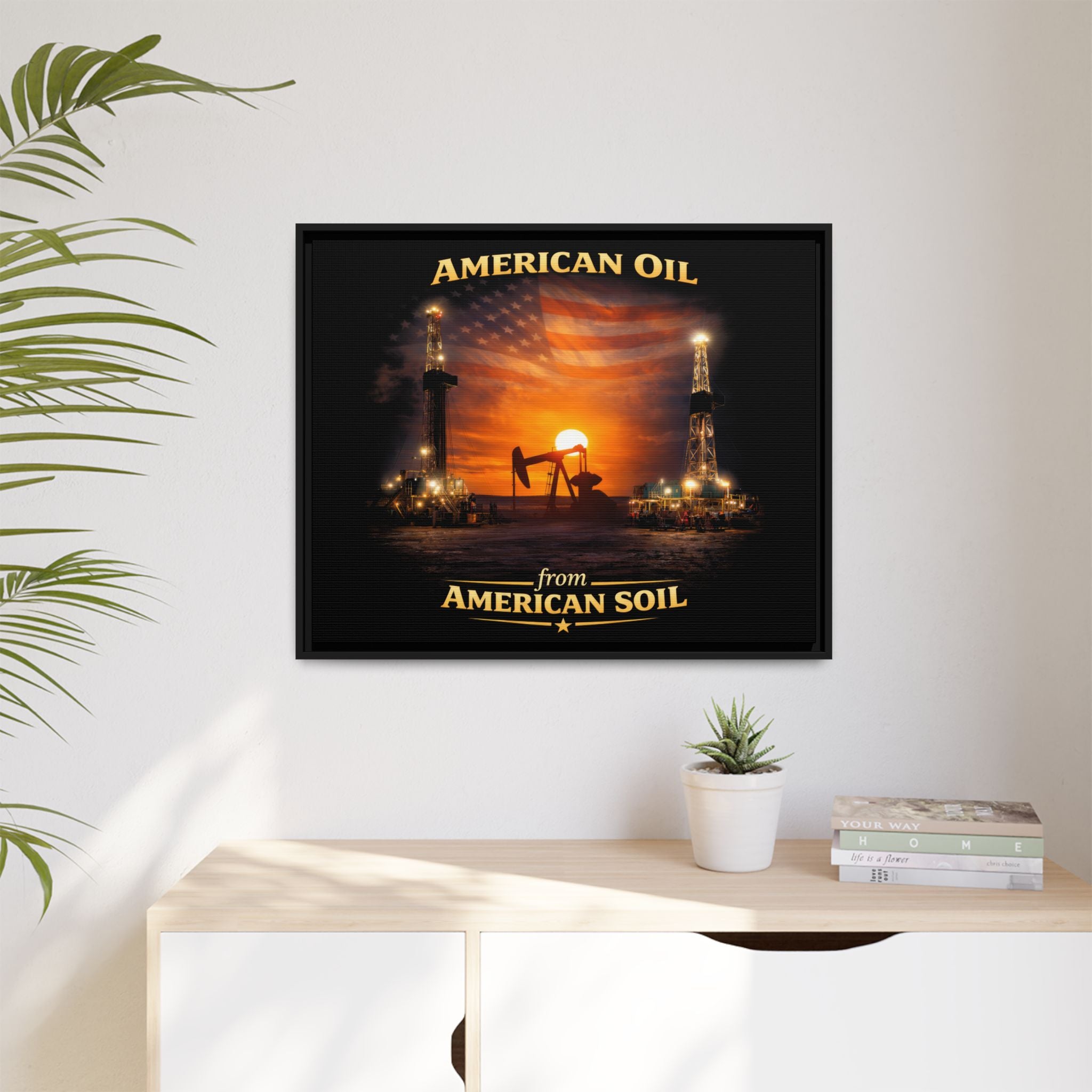 Oil Field - Framed Matte Canvas Wall Art