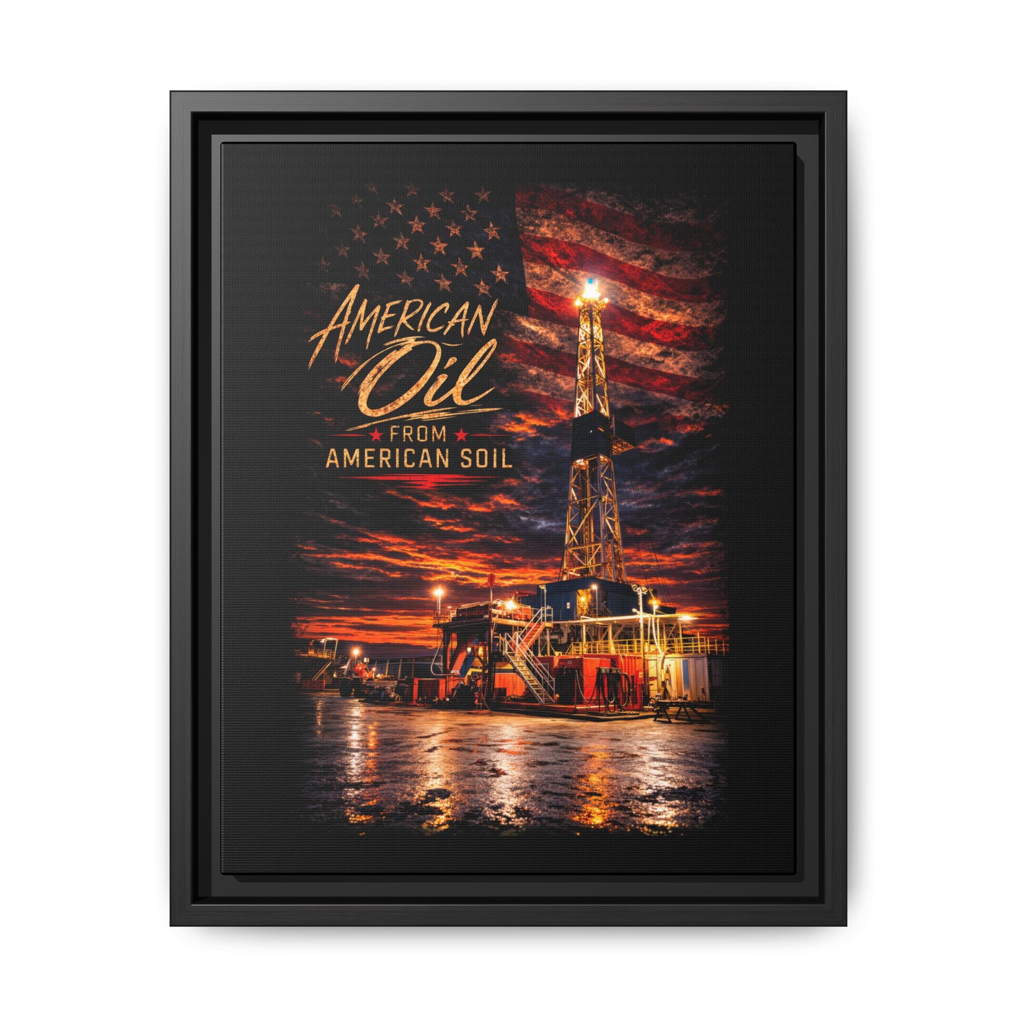 Ice Rig - Framed Matte Canvas Wall Art