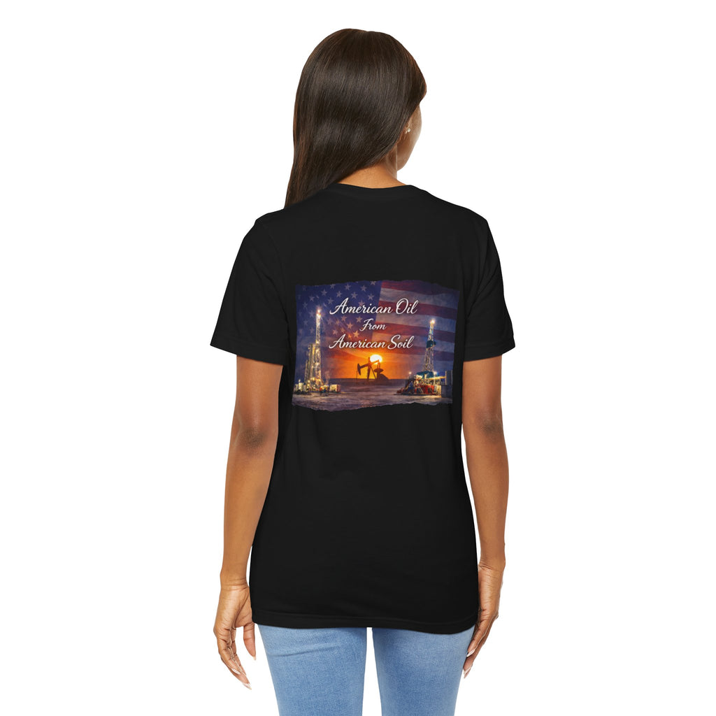 Flag Field T‑Shirt — "American Oil From American Soil" Graphic Tee