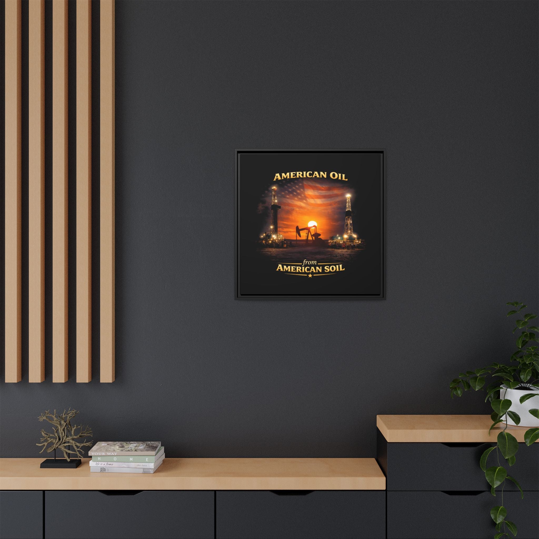 Oil Field - Framed Matte Canvas Wall Art