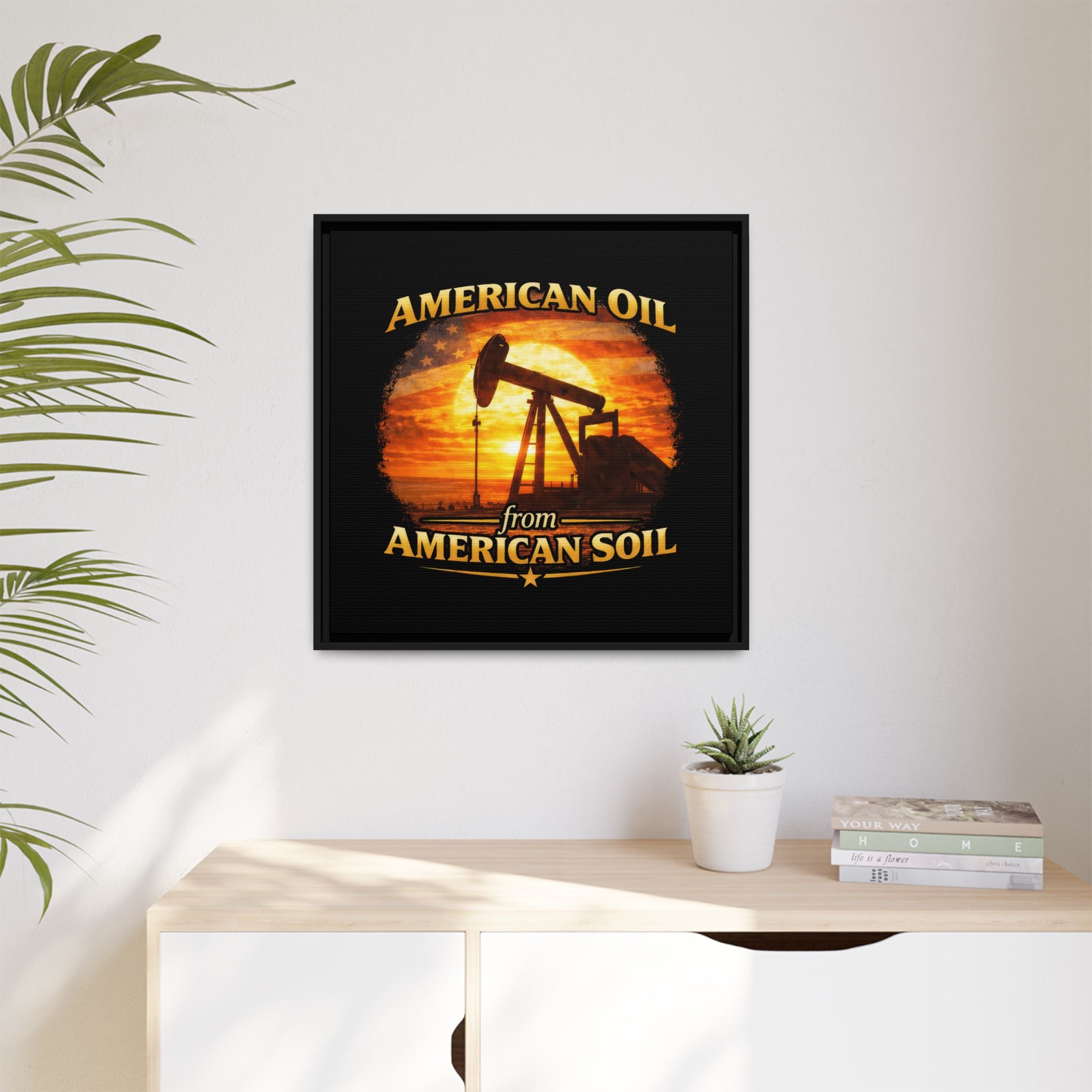 American Oil from American Soil - Framed Matte Canvas Wall Art