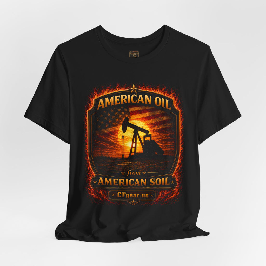 Cfgear Crew Badge T‑Shirt — "American Oil From American Soil" Graphic Tee