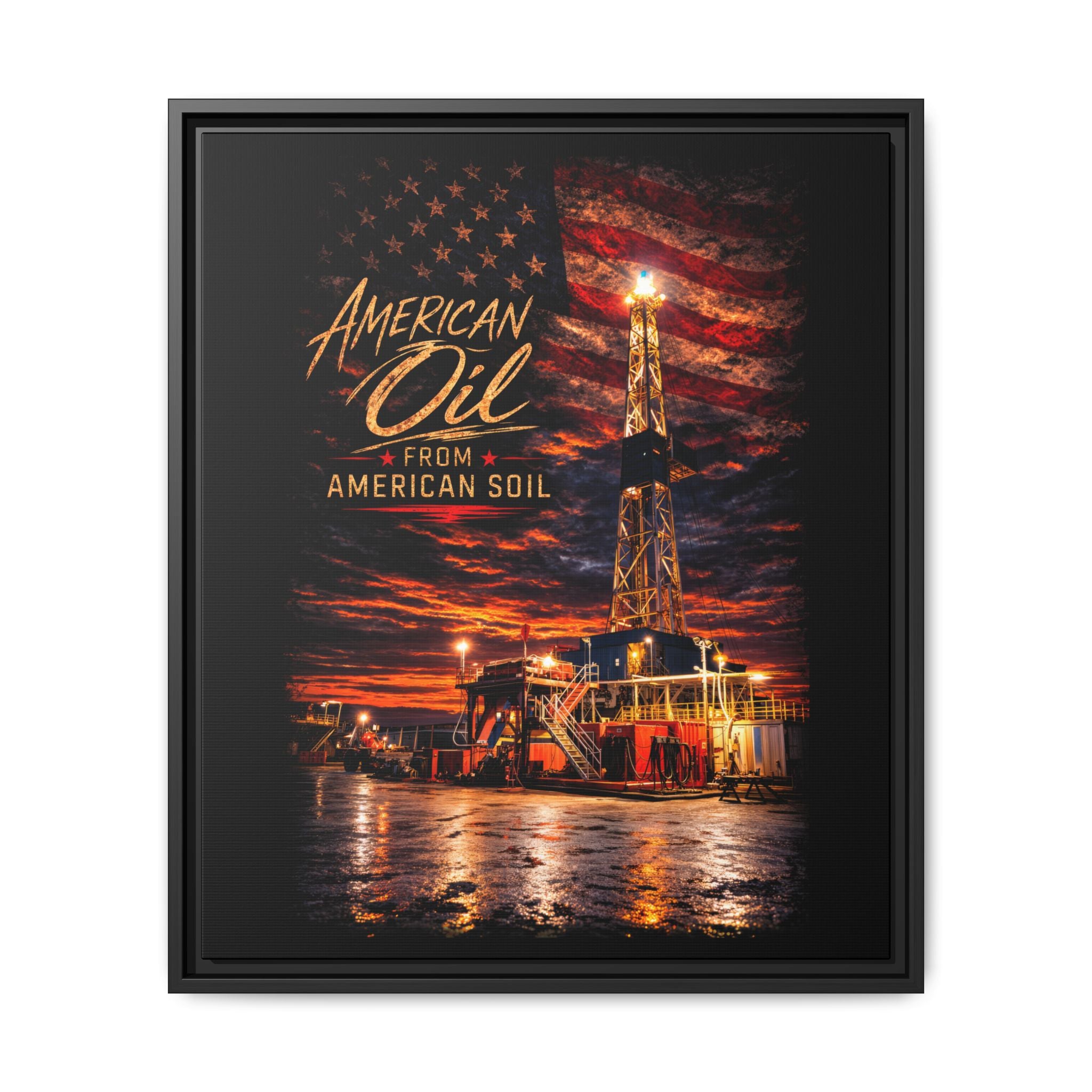 Ice Rig - Framed Matte Canvas Wall Art