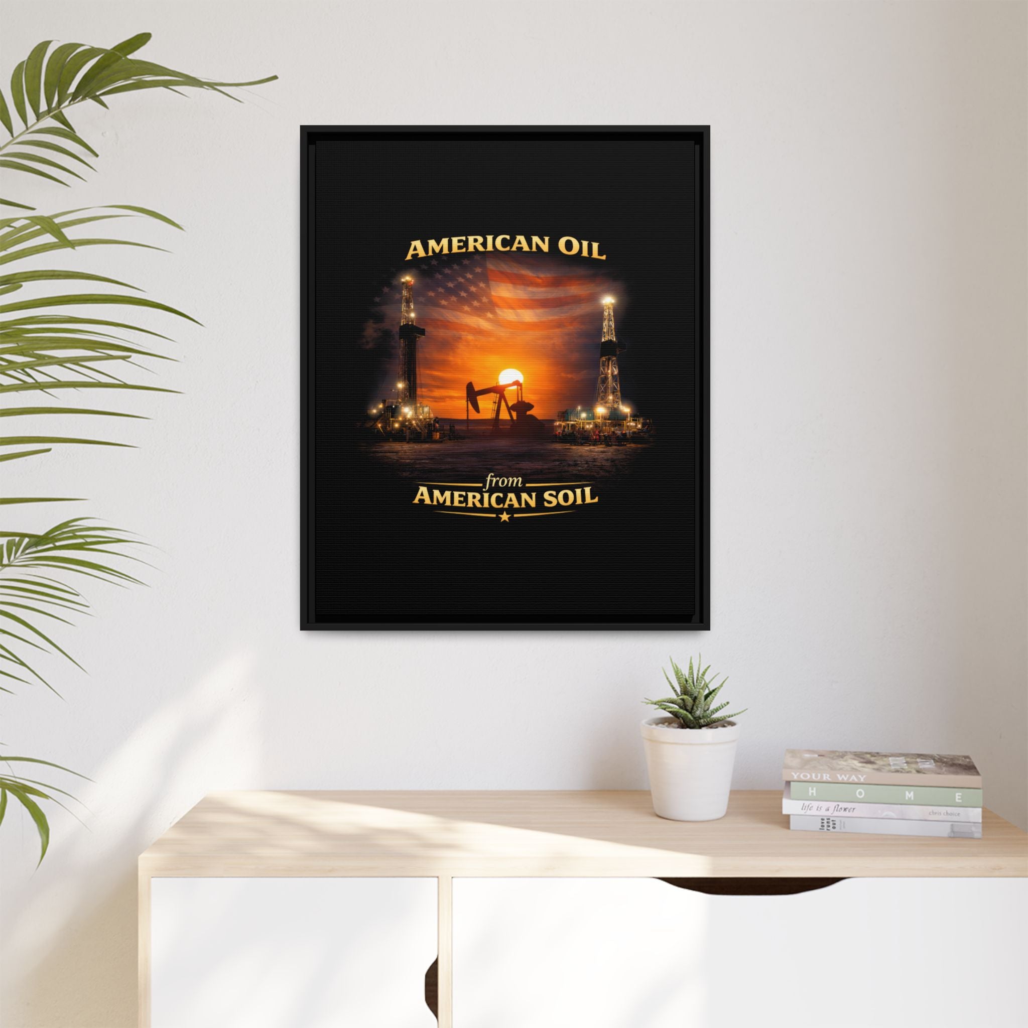 Oil Field - Framed Matte Canvas Wall Art