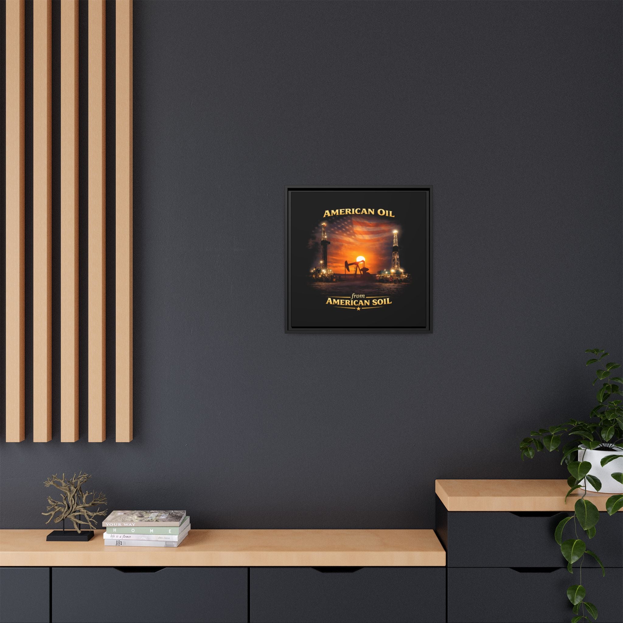 Oil Field - Framed Matte Canvas Wall Art