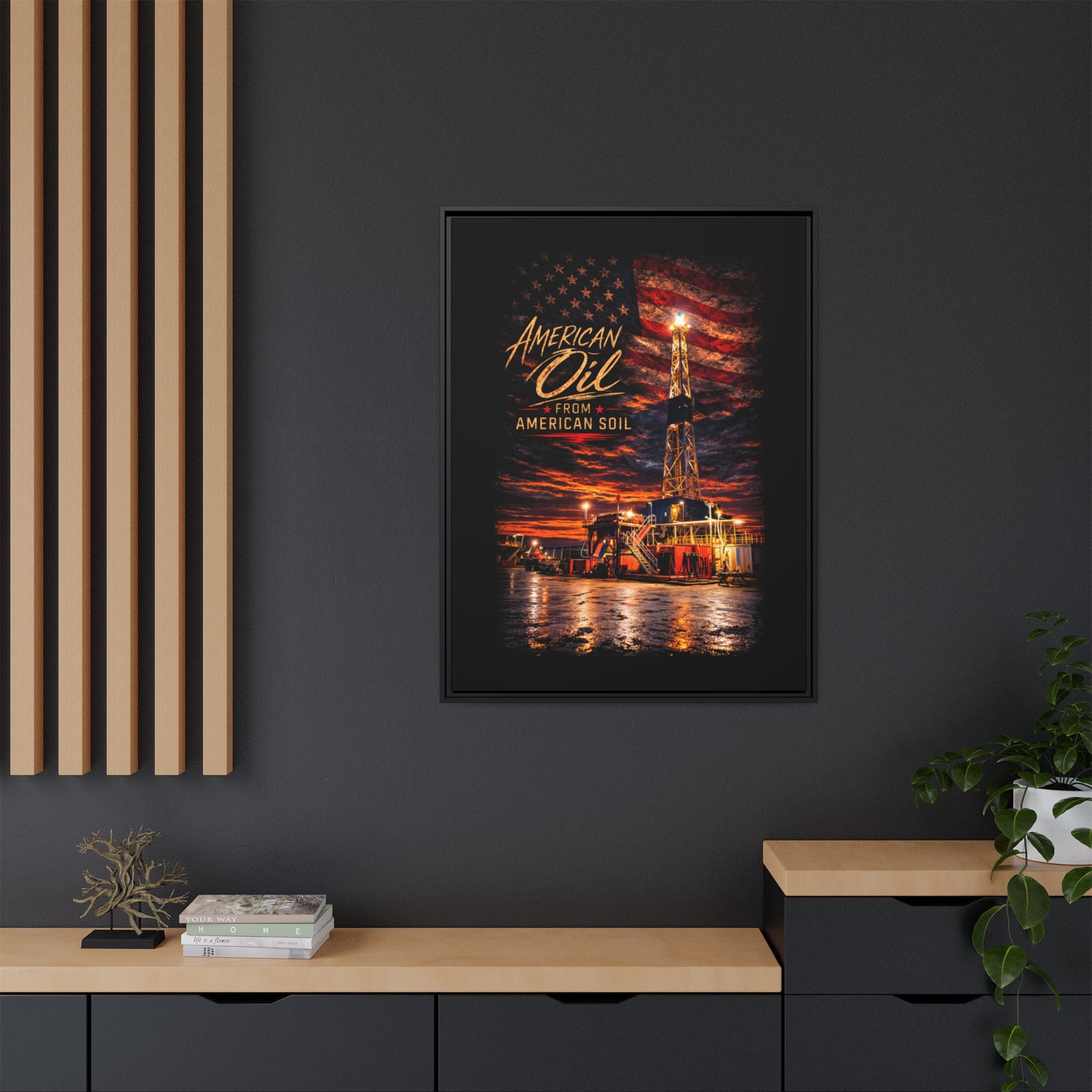 Ice Rig - Framed Matte Canvas Wall Art