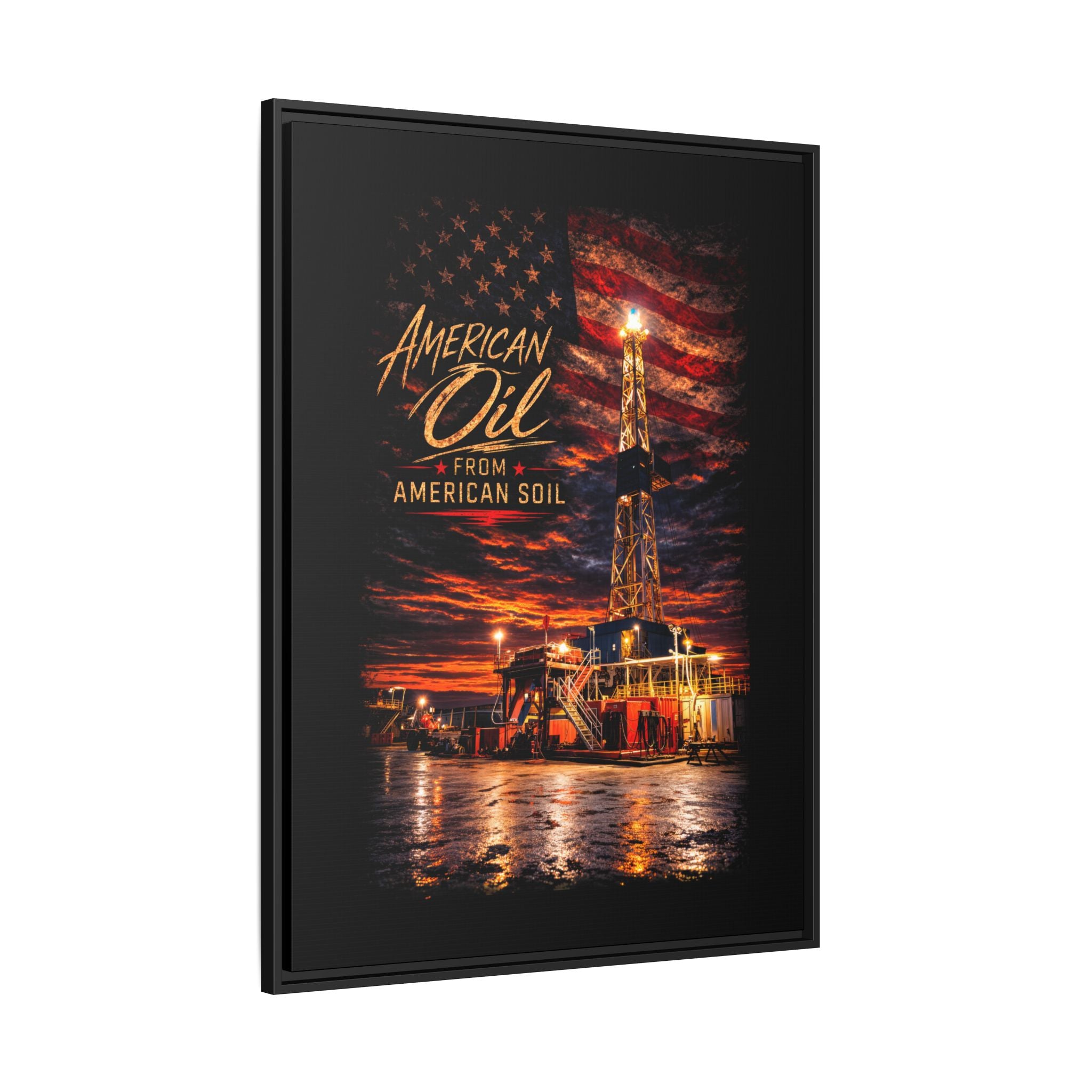 Ice Rig - Framed Matte Canvas Wall Art