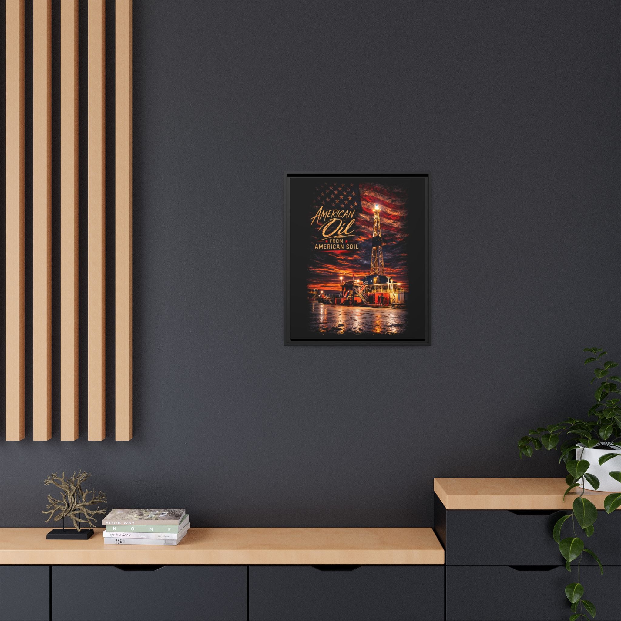 Ice Rig - Framed Matte Canvas Wall Art