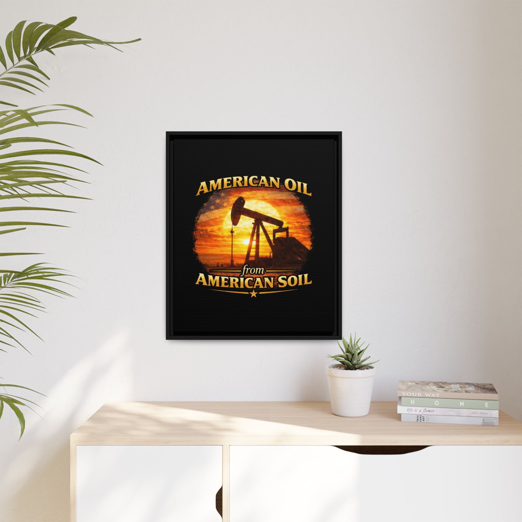 American Oil from American Soil - Framed Matte Canvas Wall Art